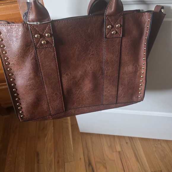 Dasein Elegant Brown Tote with Gold Studs - Picture 8 of 8